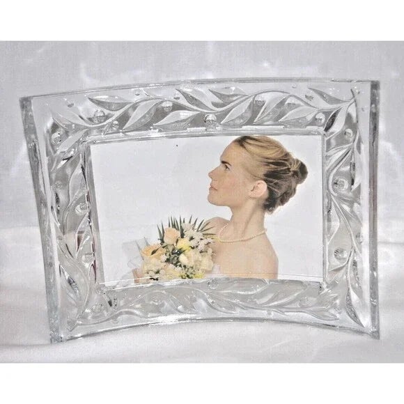 Mid 20th Century Vintage Cristal d'Arques France 24% Lead Crystal Desk Clock Photo Frame Set For Sale - Image 5 of 11