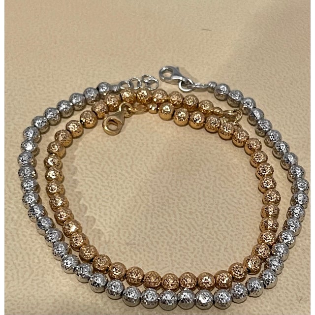 Pair of 18 Karat White Gold/ Rose Gold Ball Bracelets, 8.2 Gm For Sale - Image 13 of 18