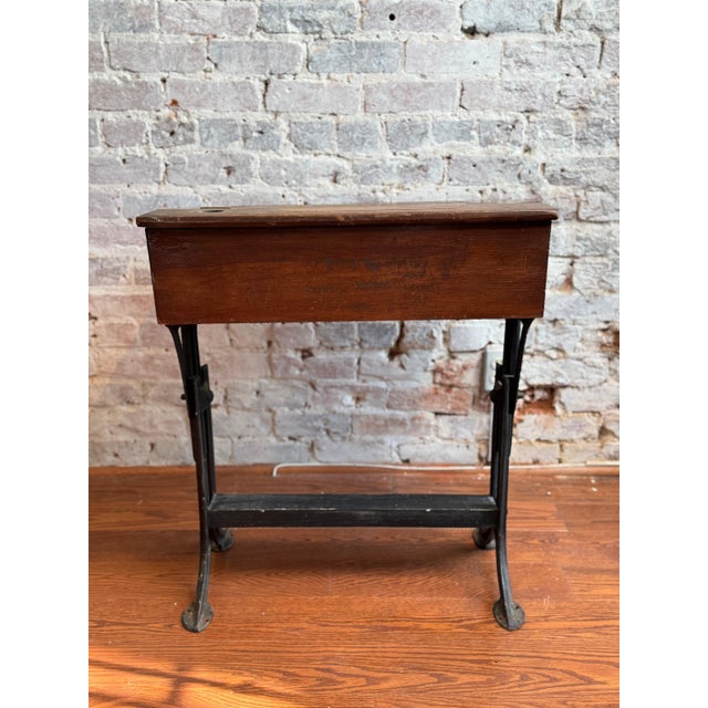 Wood Antique School Desk For Sale - Image 7 of 8