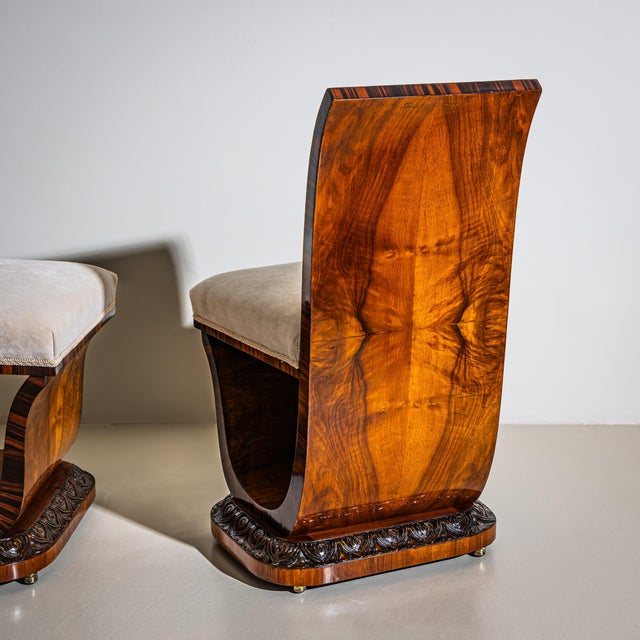 Art Deco Sculptural Art Deco Side Chairs, Italy, 1930s/40s For Sale - Image 3 of 6