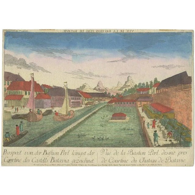 Habermann, Illustration of the Pearl Bastion of Castle Batavia in the Dutch East Indies, 1770, Print For Sale