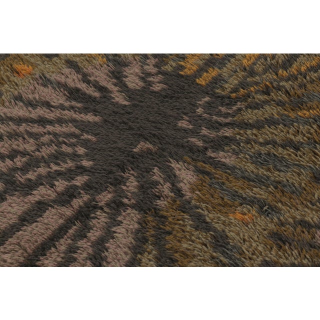 Rug & Kilim Vintage Swedish Rya Rug, Retro Scandinavian Bursting Design - Rug & Kilim For Sale - Image 4 of 6