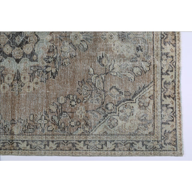 Tribal Vintage Tribal Medallion Rug in Muted Blues and Beiges – Handwoven Elegance With Architectural Symmetry - 4' 6'' X 6' 4'' For Sale - Image 3 of 12