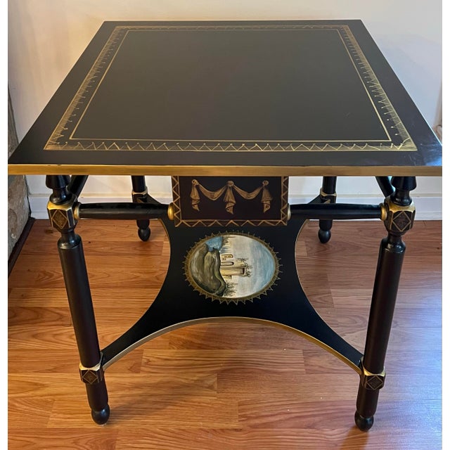 Italian Hand Painted Ebonized Side Table For Sale - Image 9 of 9