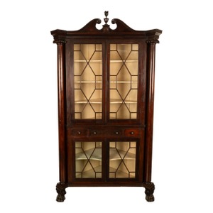Antique American Mahogany Federal Carved Corner Cabinet East Tennessee 1820