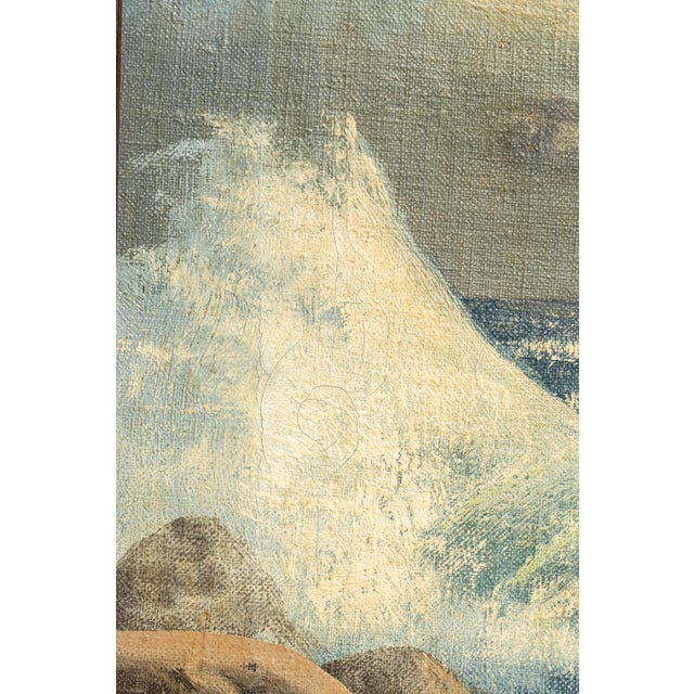 Wonderful Framed Vintage Mid Century Seascape Ocean Coastal Oil Painting Home Wall Decor For Sale - Image 4 of 10