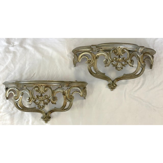Vintage Hollywood Regency Style Wall Console Shelves- A Pair For Sale - Image 16 of 18