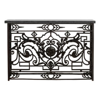 Neoclassical Wrought Iron Console With Belgian Bluestone For Sale