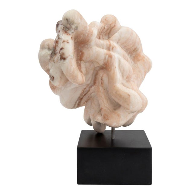 Ann Aptekar (American, XX-XXI) Figural Group Pink Marble Sculpture, signed, atop a black base. Overall: 17.5" H x 14" W x...