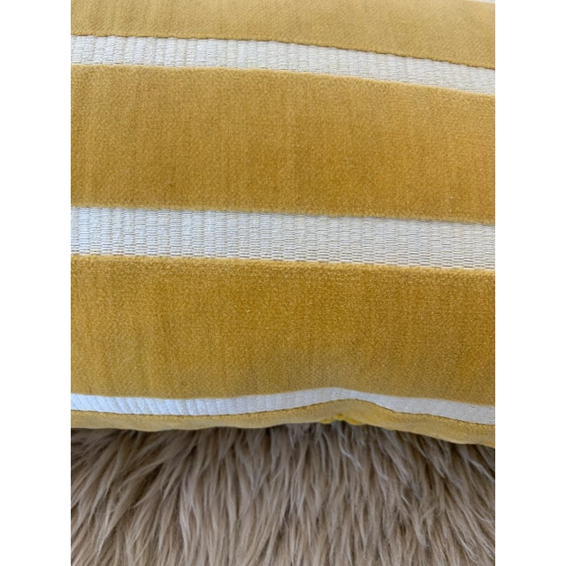 FirmaMenta Ochre Striped Raffia Style Cotton Velvet Lumbar Pillow For Sale - Image 4 of 8