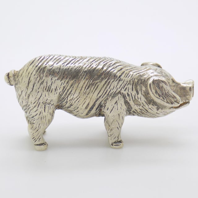 Vintage Italian Handmade Genuine Silver Piggy Pig Large Figurine Miniature Sculpture For Sale - Image 4 of 10