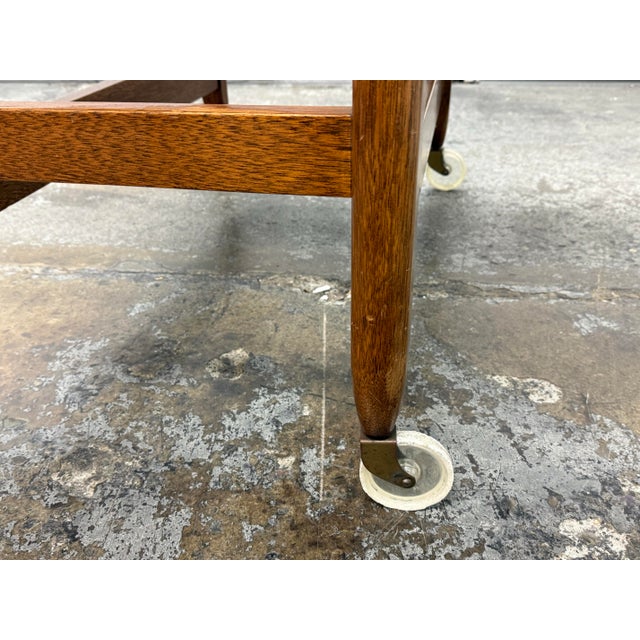 Brown Mid 20th Century Drop-Leaf Rolling Bar Cart, Vintage For Sale - Image 8 of 12