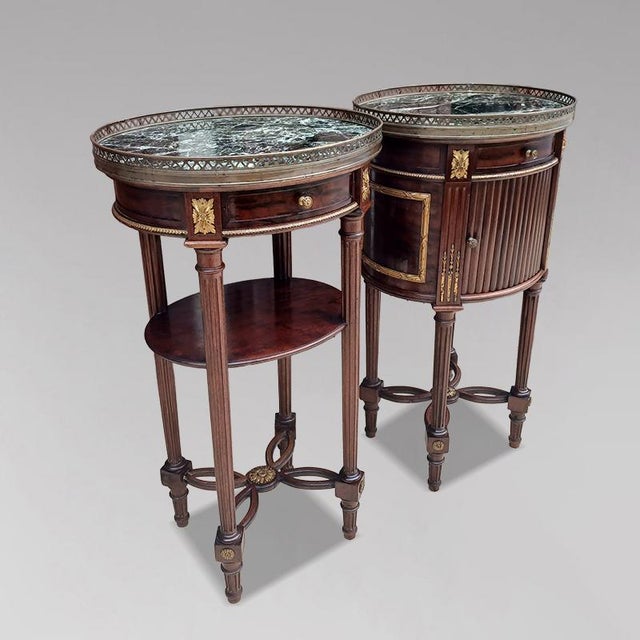 1900 - 1909 Louis XVI Style Bedside Tables from Jeanselme Company, 1900, Set of 2 For Sale - Image 5 of 9