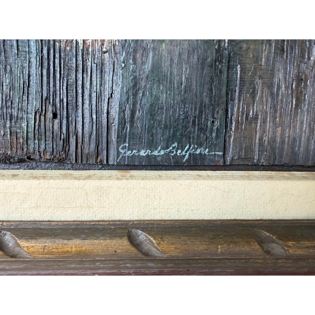 Gerardo Belfiore (1914–2002) Collage Expressionist Abstract Landscape Painting, Wood Framed For Sale - Image 10 of 12