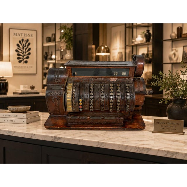 Antique Art Nouveau Mechanical Cash Register from National Cash Register Company, 1929 For Sale - Image 4 of 17
