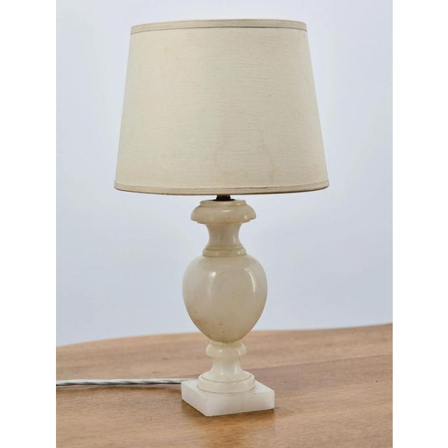 Antique Marble Table Lamp with Fabric Shade For Sale - Image 6 of 6