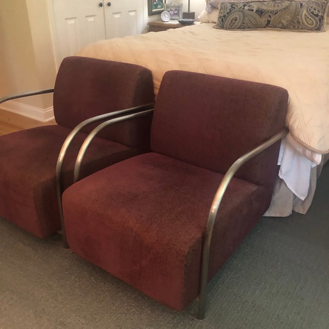 2000 - 2009 Contemporary Upholstered Aluminum Frame Chairs - A Pair For Sale - Image 5 of 12