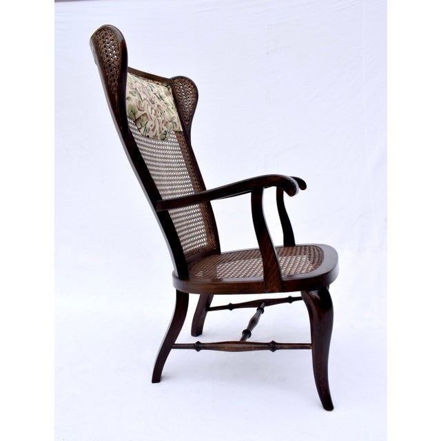 Italian Gio Ponti Inspired Caned Wing Chairs For Sale - Image 3 of 12
