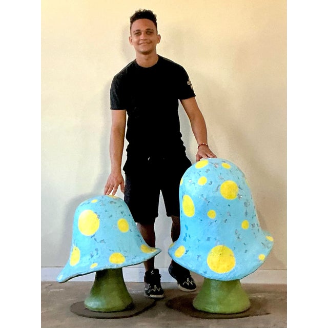 Late 20th Century Vintage Boho Monumental Fiberglass Mushrooms - Set of 2 For Sale - Image 5 of 7