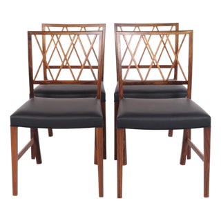 Dining Chairs in Rosewood attributed to Ole Wanscher for A.J. Iversen, 1940s, Set of 4 For Sale