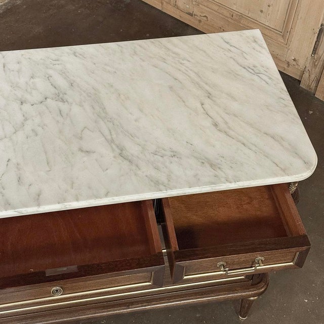 French Directoire Neoclassical Carrara Marble Top Commode For Sale - Image 17 of 18