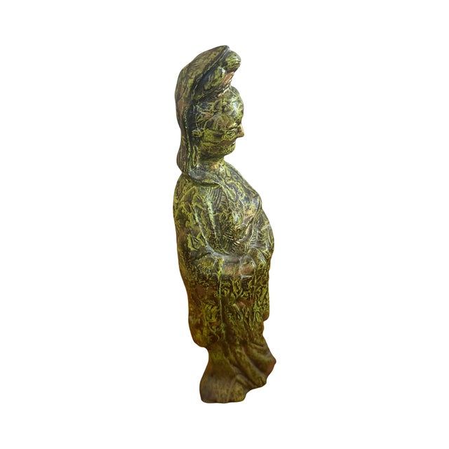 Ceramic Vintage Handcrafted Verdigris Guanyin Ceramic Sculpture For Sale - Image 7 of 11