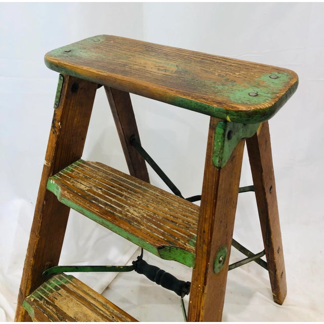 Early 20th Century Antique Wooden Step Stool Table For Sale - Image 4 of 13