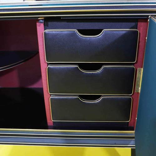Credenza with Mirror and Black Glass Doors For Sale - Image 9 of 18