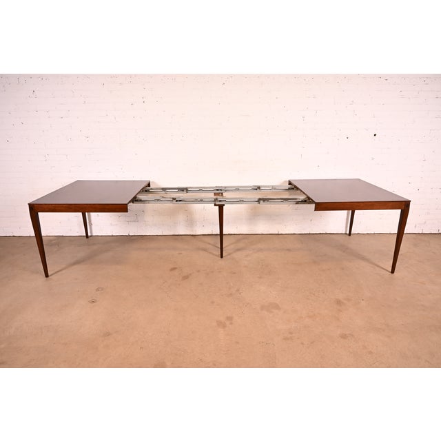 Brown Kipp Stewart for Directional Mid-Century Modern Walnut Extension Dining Table | Newly Refinished For Sale - Image 8 of 16