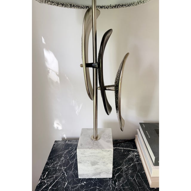 1960s Laurel Lamp Company Sculptural Table Lamp With Custom Bisson Bruneel Shade For Sale - Image 9 of 15