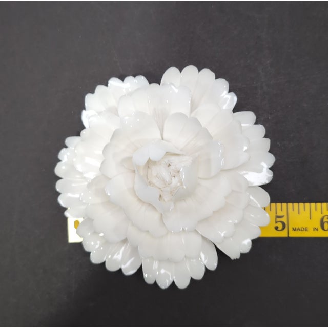 White 3d Ceramic Porcelain Flower Wall Decor Set - 5 Piece Mixed Floral Wall Hangings Peony Rose Daisy White For Sale - Image 8 of 12