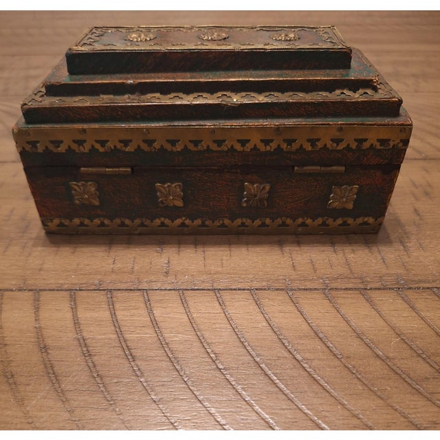 Wood Indian Brass-Fitted Stepped Wooden Box For Sale - Image 7 of 8