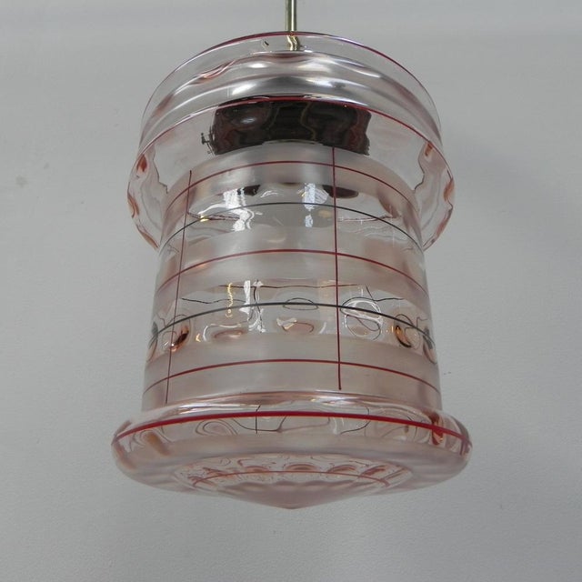 Art Deco Hanging Lamp with Pink Glass Shade For Sale - Image 12 of 18