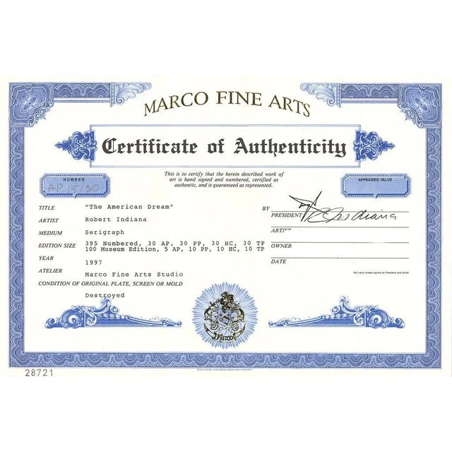 Artist: Robert Indiana Title: New Glory Banner I Year: 1997 Signed: No Medium: Serigraph Paper Size: 22 x 17 inches (...