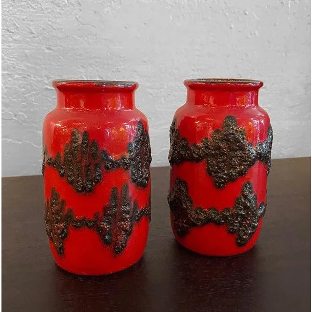 1960s Pair of Fat Lava Vases by Scheurich Keramik For Sale In New York - Image 6 of 11