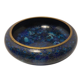 1960s Mid-Century Chinese Jingfa Cloisonne Bowl in Enamel on Brass Flowers For Sale