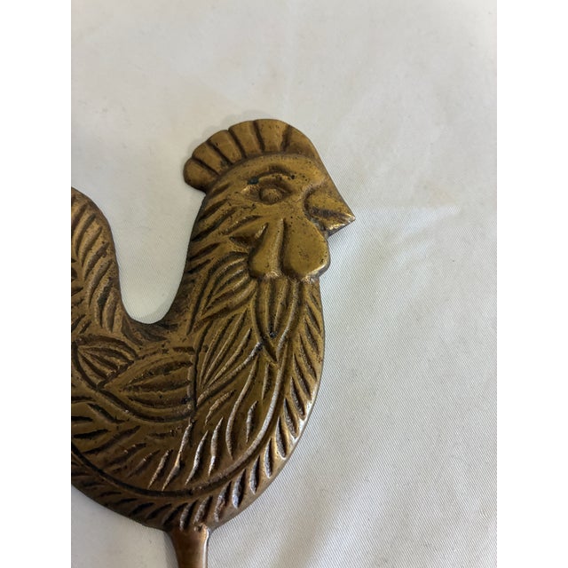 Late 20th Century Vintage Brass Rooster Wall Hook For Sale - Image 5 of 6
