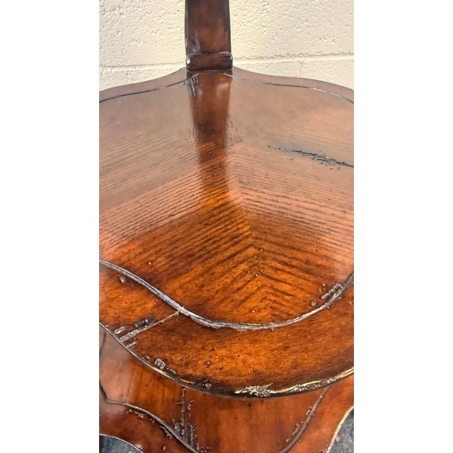 Gold Vintage Three-Tier Accent Table With Carved Details and Gilt Accents For Sale - Image 8 of 10
