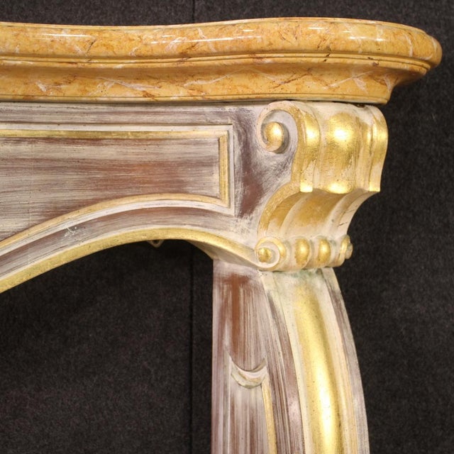 Italian Scenic Painted and Gilded Wooden Fireplace, 1980 For Sale - Image 6 of 13
