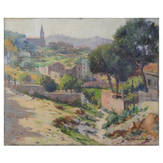 Impressionist Spanish or Catalan Mountain Village, 1890s-1910s, Oil on Canvas For Sale
