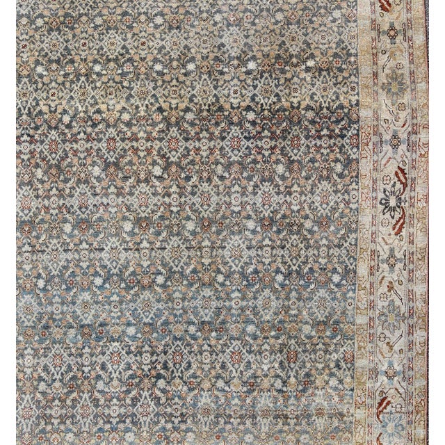 Persian Antique Malayer Rug With Exquisite Design in Blue, Gray, Teal & Ivory 8'7 X 11'0 For Sale - Image 4 of 9