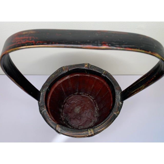 Chinese Hand-Painted Lacquer Bucket For Sale - Image 4 of 7
