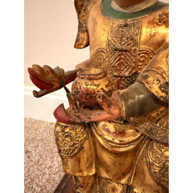 This striking late 19th-century Chinese Taoist/Folk Religion altar statue depicts a youthful warrior deity (most closely...