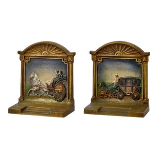 19th Century Victorian Bradley & Hubbard Brass Bookends Stamped B&h - a Pair For Sale