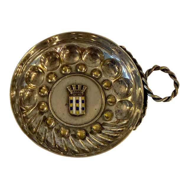 Antique French Sterling Silver Wine Taster (Tastevin) With Insignia For Sale