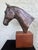1970s 1970s Mid-Century Modern Cast Metal Horse Head Sculpture on Walnut Base, Bronze Finish For Sale - Image 5 of 12