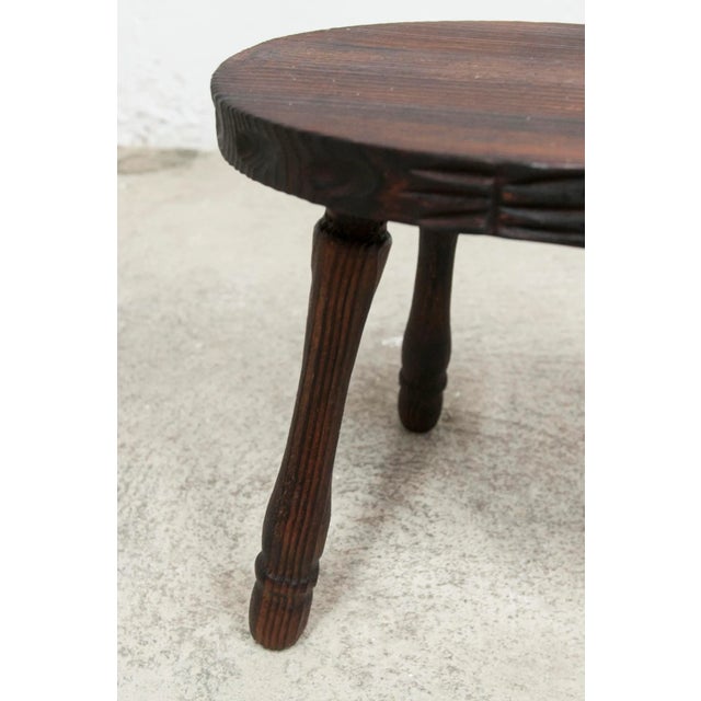 Low Brutalist Wood Stool, 1950 For Sale - Image 9 of 13