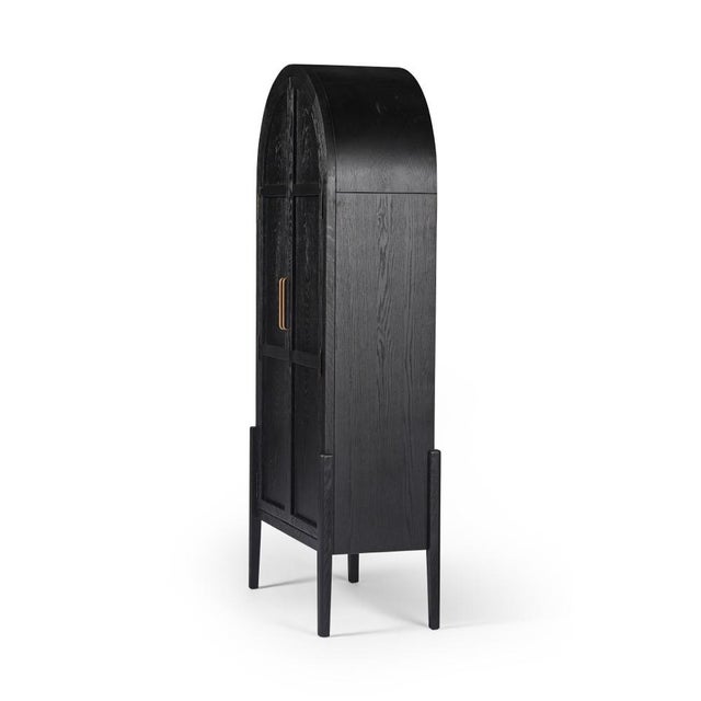 Four Hands Tolle Panel Door Cabinet, Drifted Matte Black For Sale In Austin - Image 6 of 13