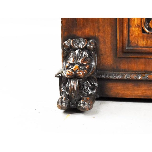 Victorian Carved Oak Partners Writing Table, 1880 For Sale - Image 9 of 13