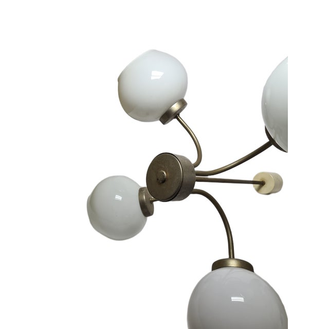 Postmodern Brass and Glass Chandelier, Poland, 1970s For Sale - Image 17 of 18